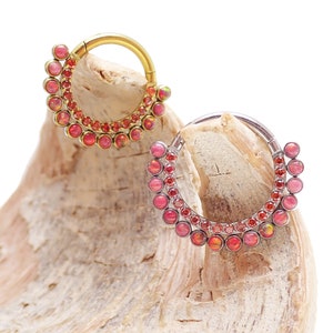Roter Opal und roter CZ 8mm, 10mm Titan Clicker · Septum/Helix/Daith/Conch · 16g werden einzeln verkauft