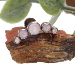 White Opal Cluster Implant Titanium Flatback Piercing 18g, 16g, 14g