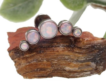 Witte opaal cluster implantaat titanium plaksteen piercing 18 g, 16 g, 14 g