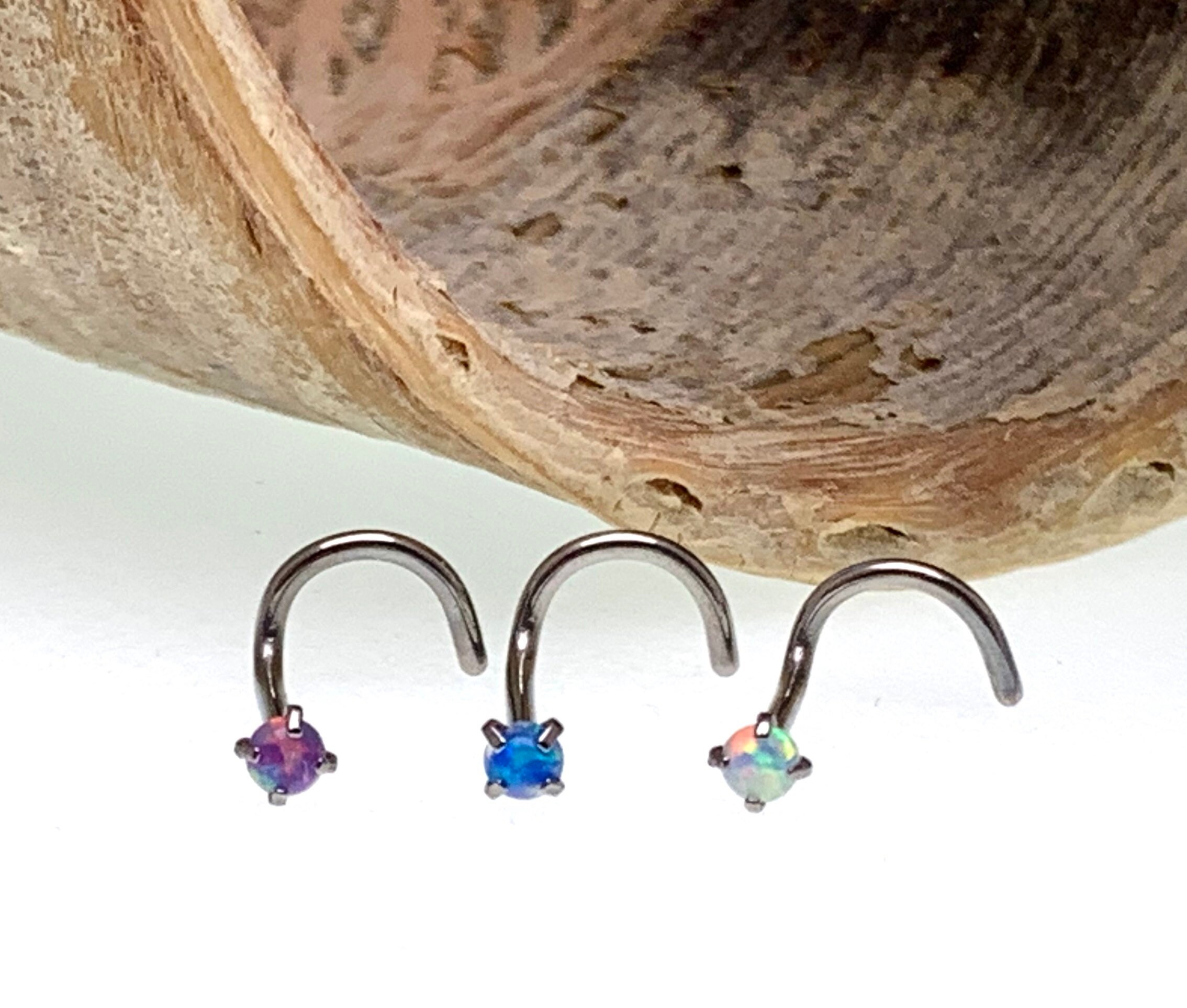 Nose Bone Stud Cabochon Opal Set 316L Surgical Steel Nose Ring Piercing Nose Bone Stud Cabochon Opal Set 316L Surgical Steel Nose Ring Piercing