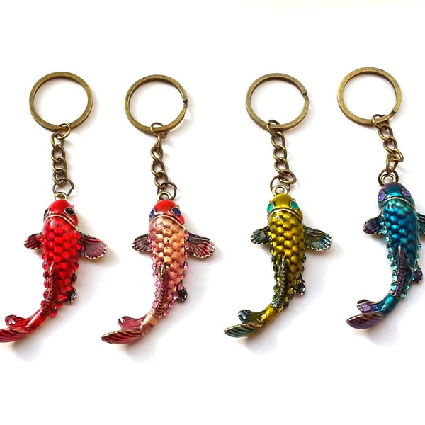 Koi Carp Keychain, Rhinestone Fish, Handbag Charm