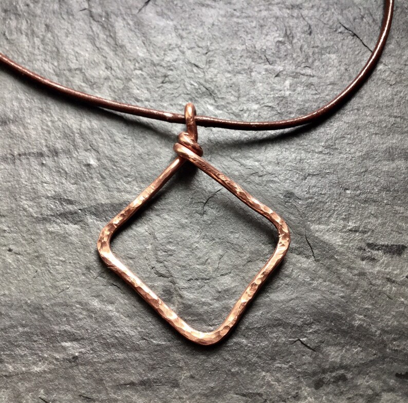 Hammered Copper Pendant Necklace Diamond Shaped Pendant and Etsy