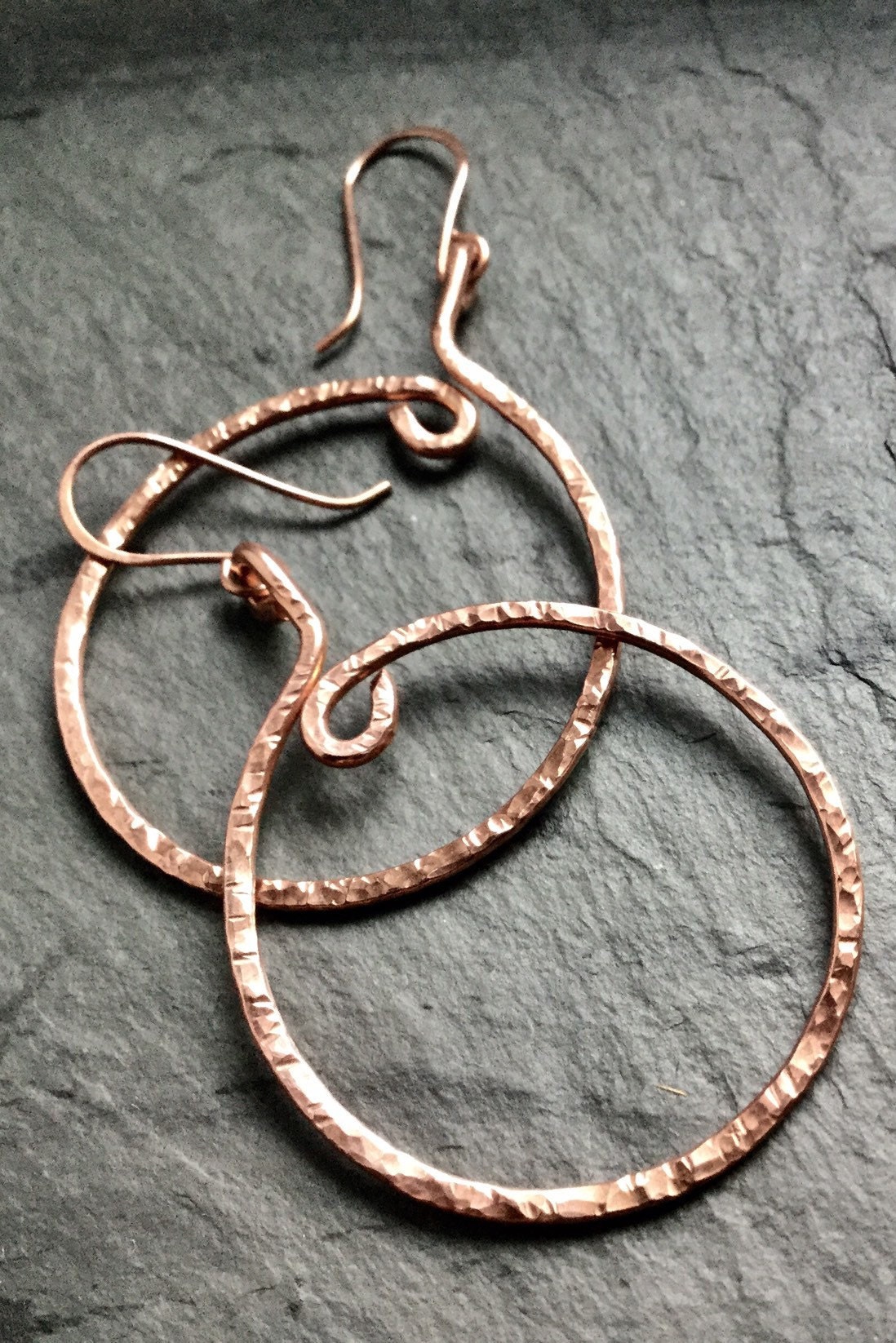 Handmade Hammered Copper Hoop Earrings Hand Textured Hoops Etsy