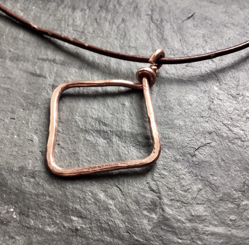 Hammered Copper Pendant Necklace Diamond Shaped Pendant and Etsy