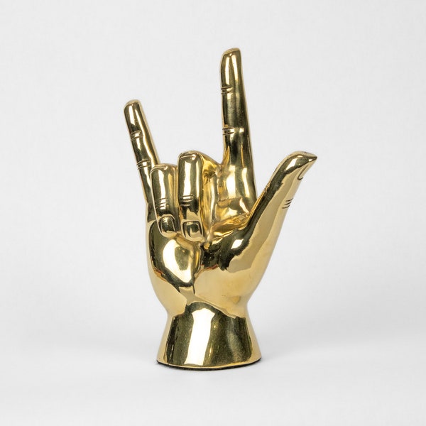 ILY or "I Love You" Hand Sign Sculpture in Brass