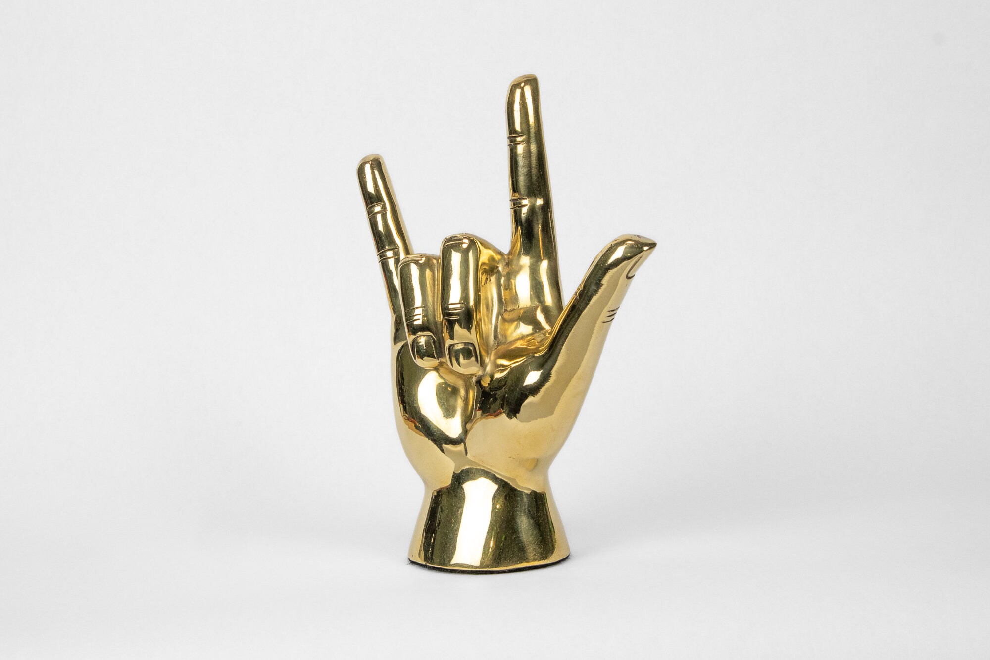 ILY or "I Love You" Hand Sign Sculpture in Brass