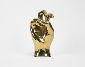 Horned Frog Hand Sign Sculpture in Brass
