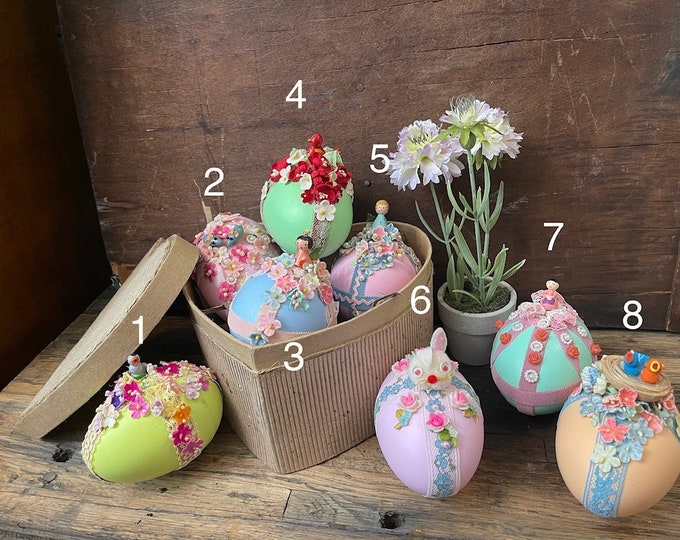 1940s ERZGEBIRGE Wooden Toys Authentic Easter Eggs Handmade Faux Fabergé Eggs
