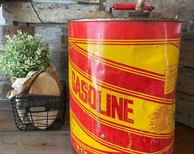 Vintage Stancan 5 Gallon Metal Gas Can Standard Gasoline Container 70s