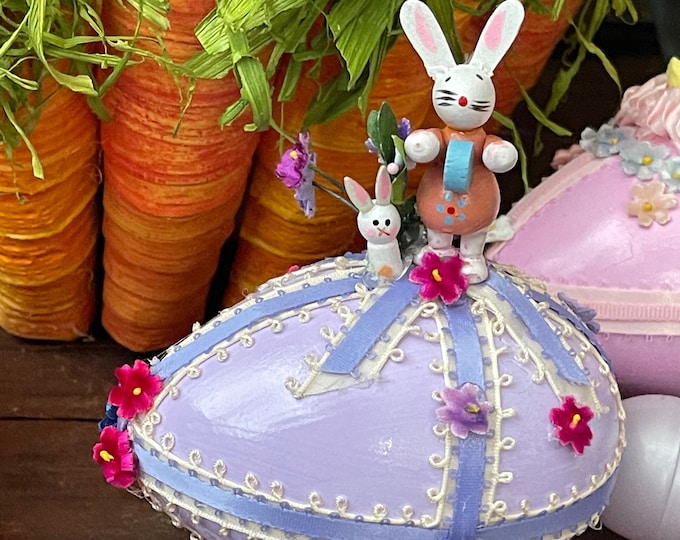 Antique Easter Eggs Handmade Whimsical Easter Decor Vintage Butterfly, Bumblebee, Bunny, Rabbit, Roses, Chick, Chenille