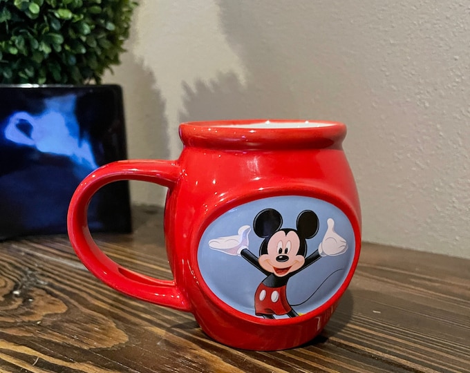 Red Coffee Mug Hot Cocoa Mug Mickey Mouse Disney Vintage