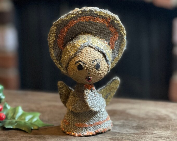 Vintage Burlap Angel MCM 1950s