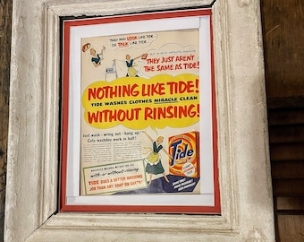 Vintage Tide Ad Wäscheseife 1950er Jahre Original Wand dekor Magazin Werbung