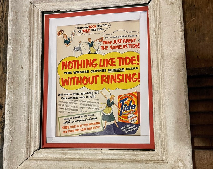 Vintage Tide Ad Laundry Soap 1950s Original Wall Decor Magazine Advertisement