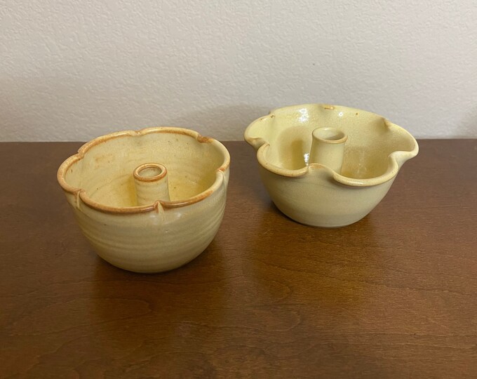 Vintage Fluted Stoneware Bowls, Mini Bundt Pans; RARE find