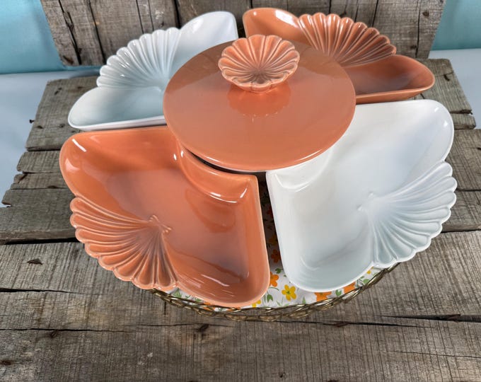 California Pottery Lazy Susan Spinning Chip & Dip RARE