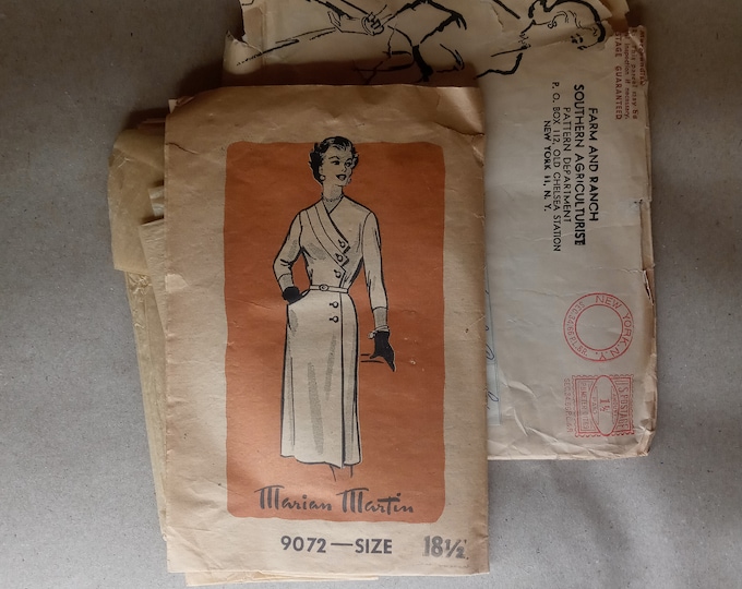 EXTREMELY RARE Mail order dress pattern 9072 Circa 1949 - 1954