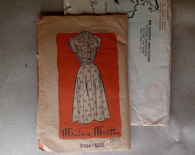 EXTREMELY RARE Mail order dress pattern 9104 Circa 1949 - 1954