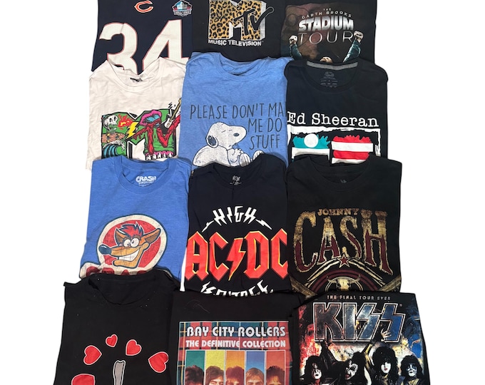 Vintage Estate Sale T Shirts Y2K 90s to 2000s Choice of One ac/dc, KISS, Bay City Rollers, Mtv, Sports, LOT 42