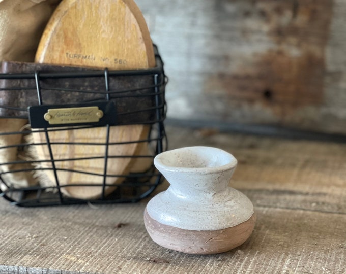 Small Vintage Primitive Water Jug Stoneware Crock Grey and Brown Hand Thrown Farmhouse Decor