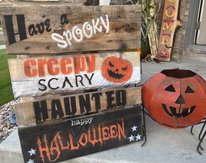 Authentic Barnwood Halloween Spooky Creepy Scary Haunted Happy Hallween Primitive Rustic Large Porch