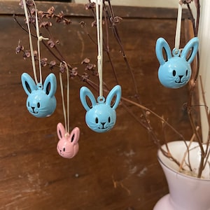 Vintage 1950s MCM Bunny Bells Gender Reveal? Easter Gift Surprise Cute Jingle Bells