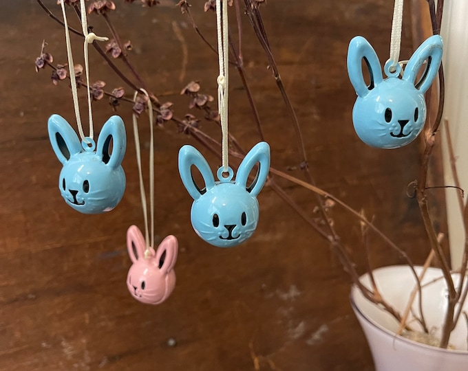 Vintage 1950s MCM Bunny Bells Gender Reveal? Easter Gift Surprise Cute Jingle Bells