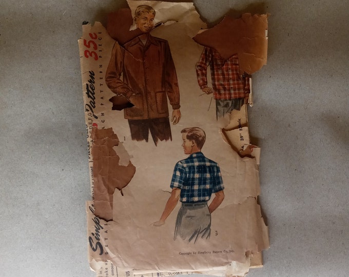 RARE 1940s Mens Simplicity Pattern 4100 Jacket and Flannel button up