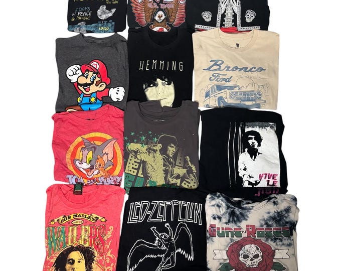 Vintage Estate Sale T Shirts Y2K 90s to 2000s Choice of One Guns n Roses, Bob Marley, Mario, Ford, Tom & Jerry, LOT 30
