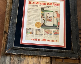 Vintage General Electric från 1950; Tidningsannons; Original väggdekor från 1950-talet; Vintageannons