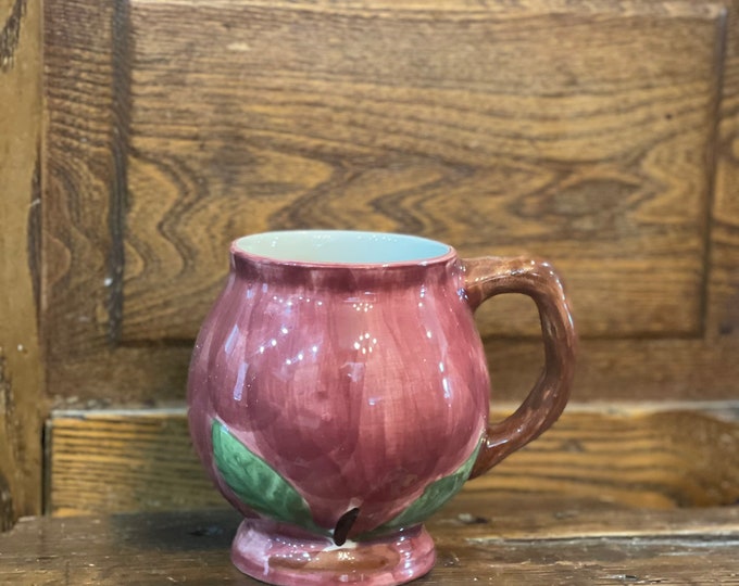 Vintage Franciscan Apple Mug 14oz Sculptered Mug Earthenware Fruit Letter A