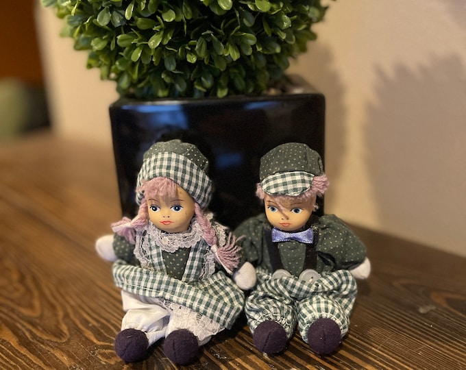 German Vintage Tiny Twins Dolls Boy and Girl Hansel and Gretle