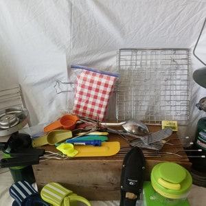 Vintage Camping Lot; Coleman, Tupperware, Mossberg