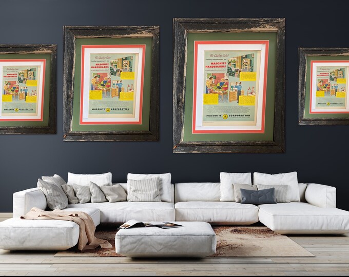 Vintage Magazine Print; Reproduction Large Format; Extra Large Wall Art; Hallway Art; Masonite Corporation Furniture Ad 1950