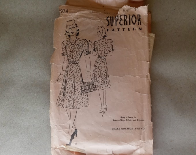 RARE Superior Dress Pattern Sears Roebuck and Co. 1940s