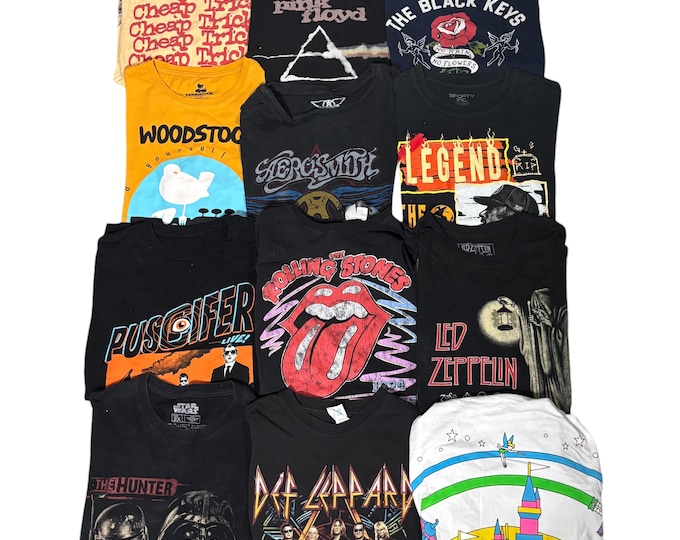 VTG Estate Sale T Shirts Y2K 90s 2000s Cheap Trick, Rolling Stones, Woodstock, Pink Floyd, Aerosmith, Led Zeppelin, Def Leppard, LOT 40