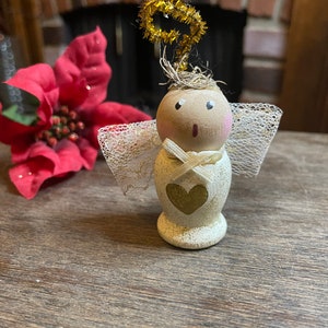 Wooden Vintage Angel Tree Topper MCM Handmade