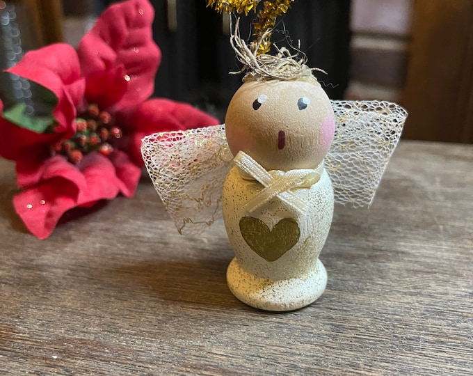 Wooden Vintage Angel Tree Topper MCM Handmade