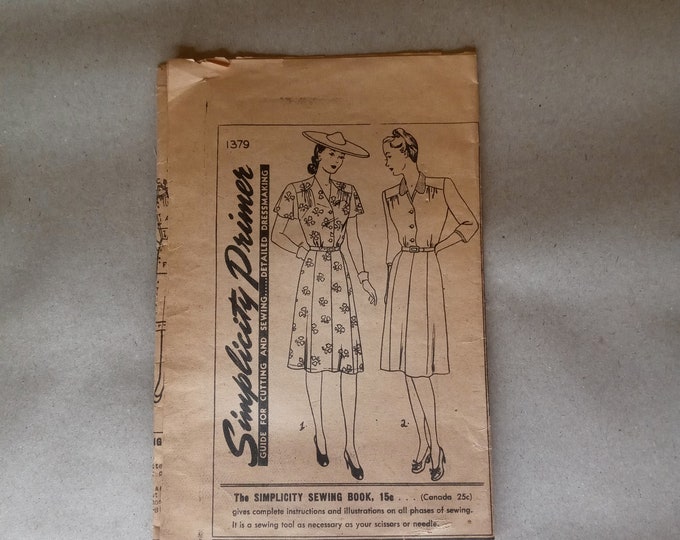 1940s Dress Pattern 1379 Simplicity Primer