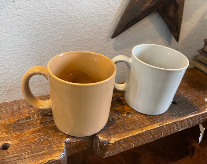 Vintage Set of 2 Vintage Casualstone Mugs Japan 1960s Grey & Brown Danish Pastel