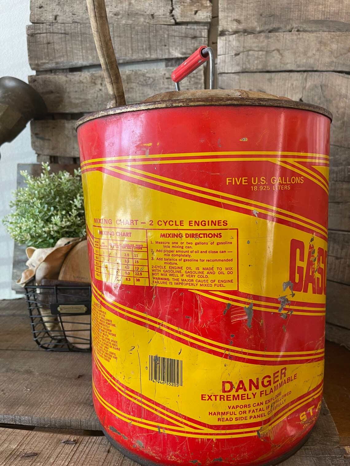 Vintage Stancan 5 Gallon Metal Gas Can Standard Gasoline Etsy