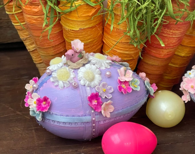 Vintage Handmade Easter Eggs Large Easter Decor Vintage Rabbit, Frog, Strawberry, Daisy, Bird Nest, Bunny