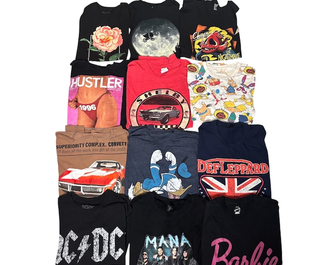 Vintage Estate Sale T Shirts Y2K 90s to 2000s Choice of One Barbie, Nicktoons, Hustler, Def Leppard, Disney, ac/dc, ET, LOT 36