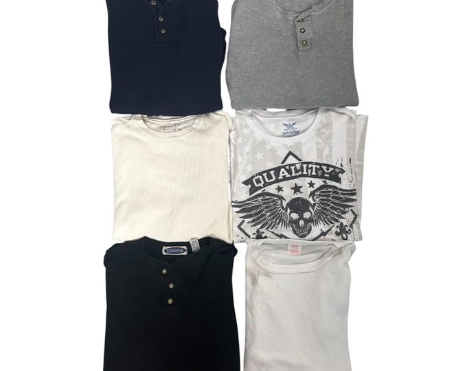Vintage Estate Sale Long Sleeve Waffle Shirts Y2K 90s to 2000s Choice of One LOT 53