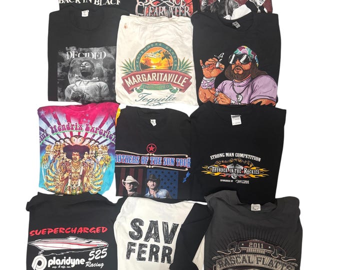 Vintage Estate Sale T Shirts Y2K 90s to 2000s Choice of One Margaritaville, Macho Man, Creedence, ac/dc, Hendrix, LOT 47
