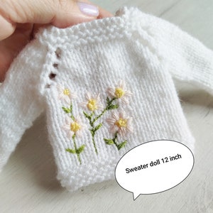 Clothes Doll 12 inch, Sweater Doll, Knitted Clothes doll, White Sweater Doll