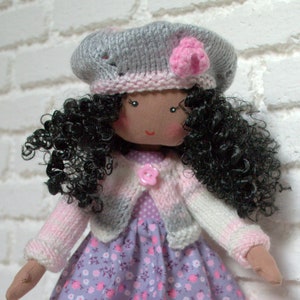 Handmade Rag Doll: Curly Hair, Floral Dress, Gift for Girls