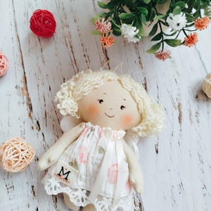 Angel Doll 4 inch, Guardian Rag Angel, Handmade Doll 4 inch, Keepsake Gift, Gift for Her, Gift for Baby, Soft Angel Doll, Fabric Doll 4 inch