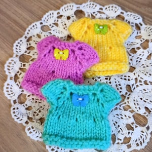 Knitted dress doll, Small dress doll, Miniature dress, clothes for doll 4 inch