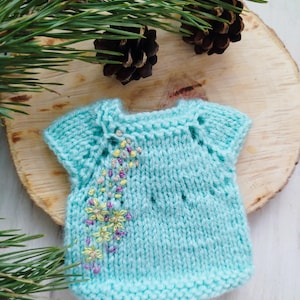 Doll Dress 9 inch, Knitted Dress with embroidery, Dress Doll 9 inch